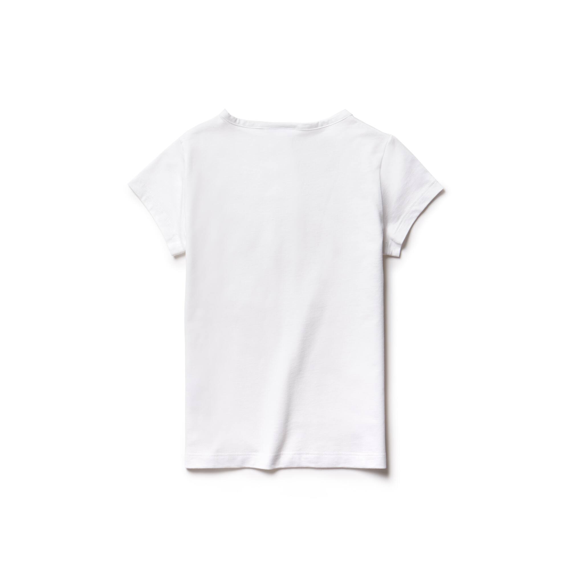Girls' Crew Neck Oversized Crocodile Striped Jersey T-shirt