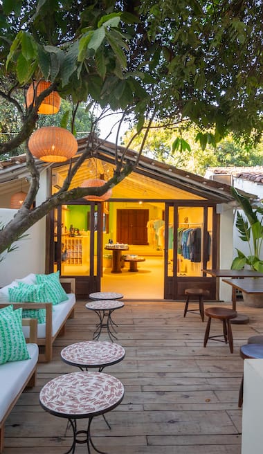 The terrace of Lacoste's Pop-up store in Trancoso, Brazil.