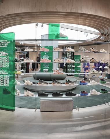 Footwear retail space in Lacoste Harajuku, Tokyo