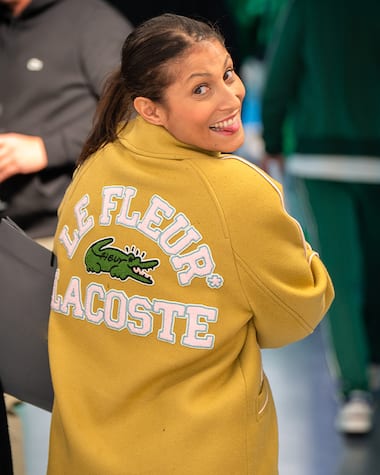 Cliente Lacoste avec la veste Lacoste x Golf Lefleur