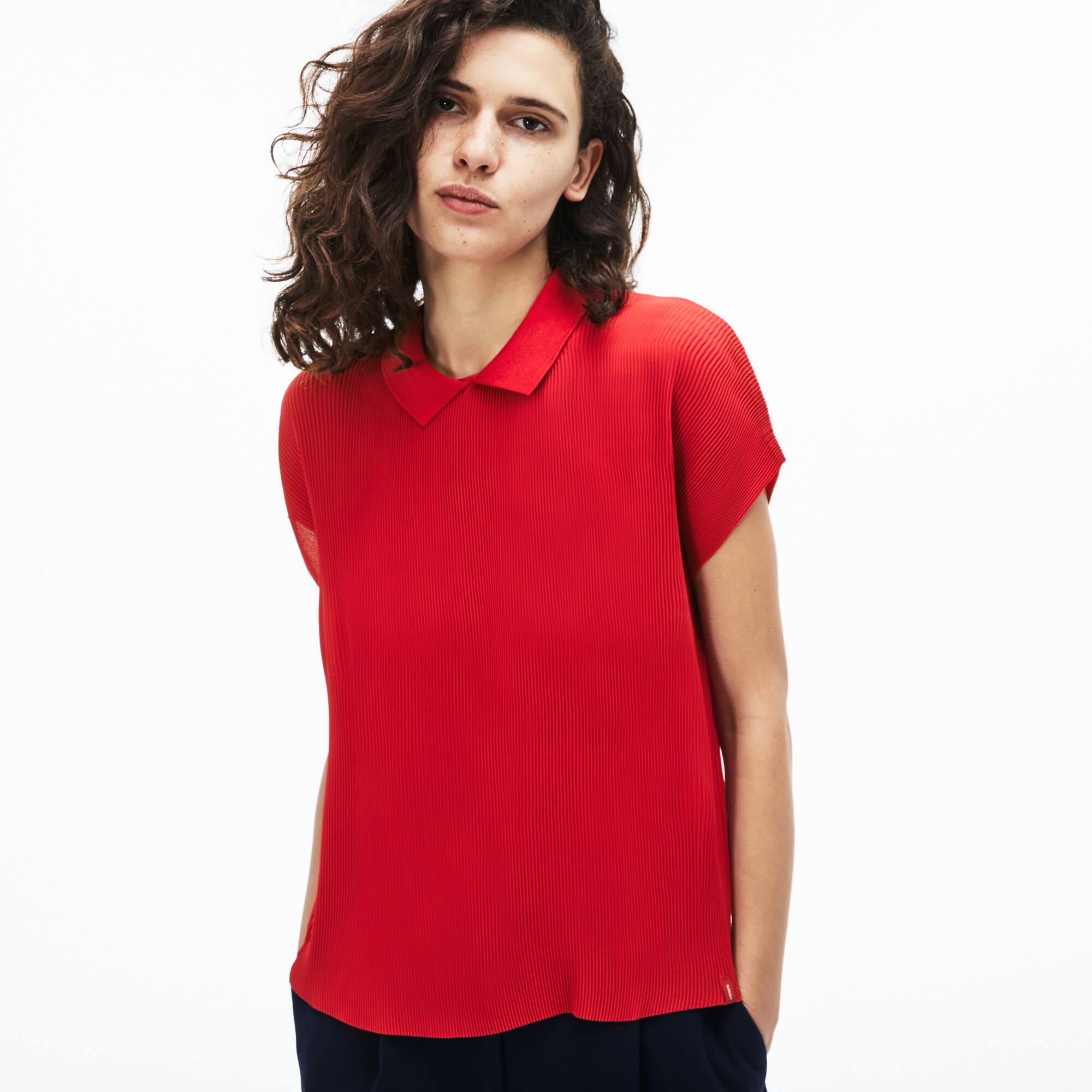 Women's Polo Collar Crepe Top