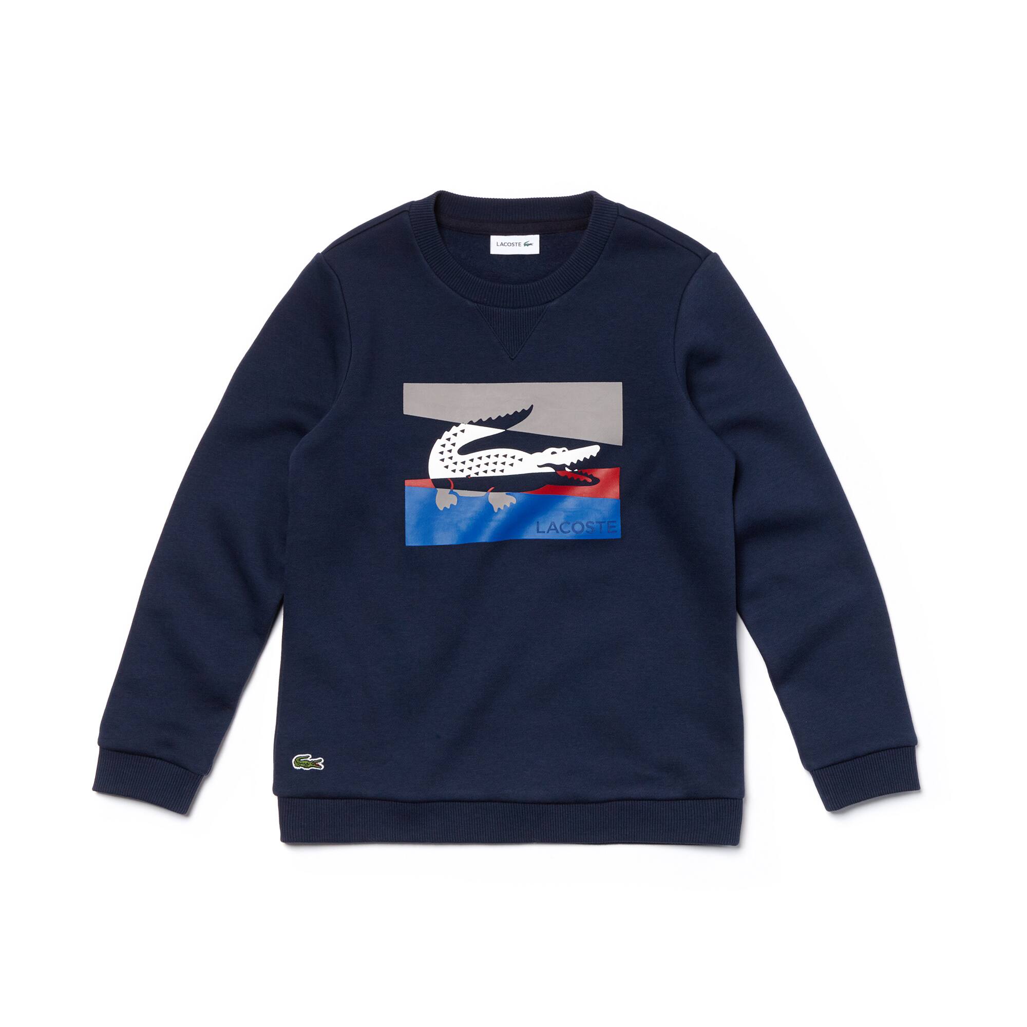 Boys' Crew Neck Colorblock Lettering Fleece Sweatshirt
