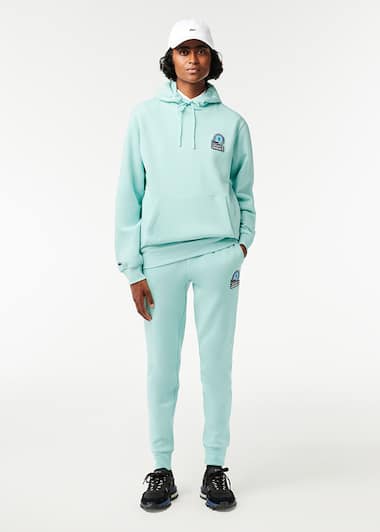 Lacoste Factory Drop schwarzer Kapuzenpullover und schwarze Hose