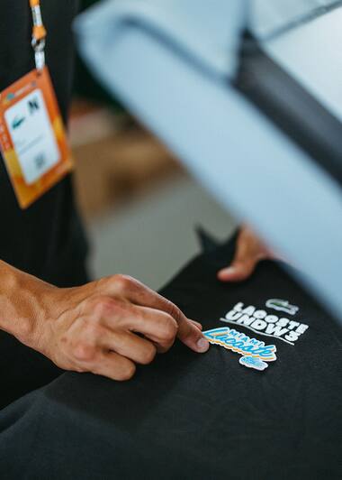 Lacoste polo shirt customisation at the 2023 Miami Open
