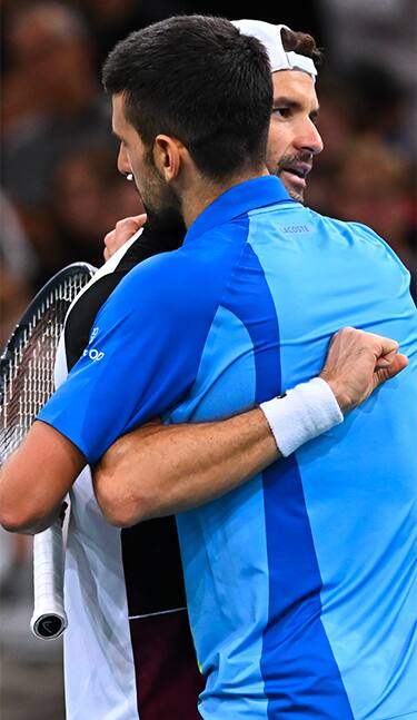 Novak Djokovic and Grigor Dimitrov at the Paris Masters 1000