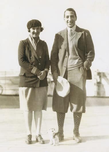 René Lacoste and Simone Thion de la Chaume aboard the liner Ile de France, 1927.