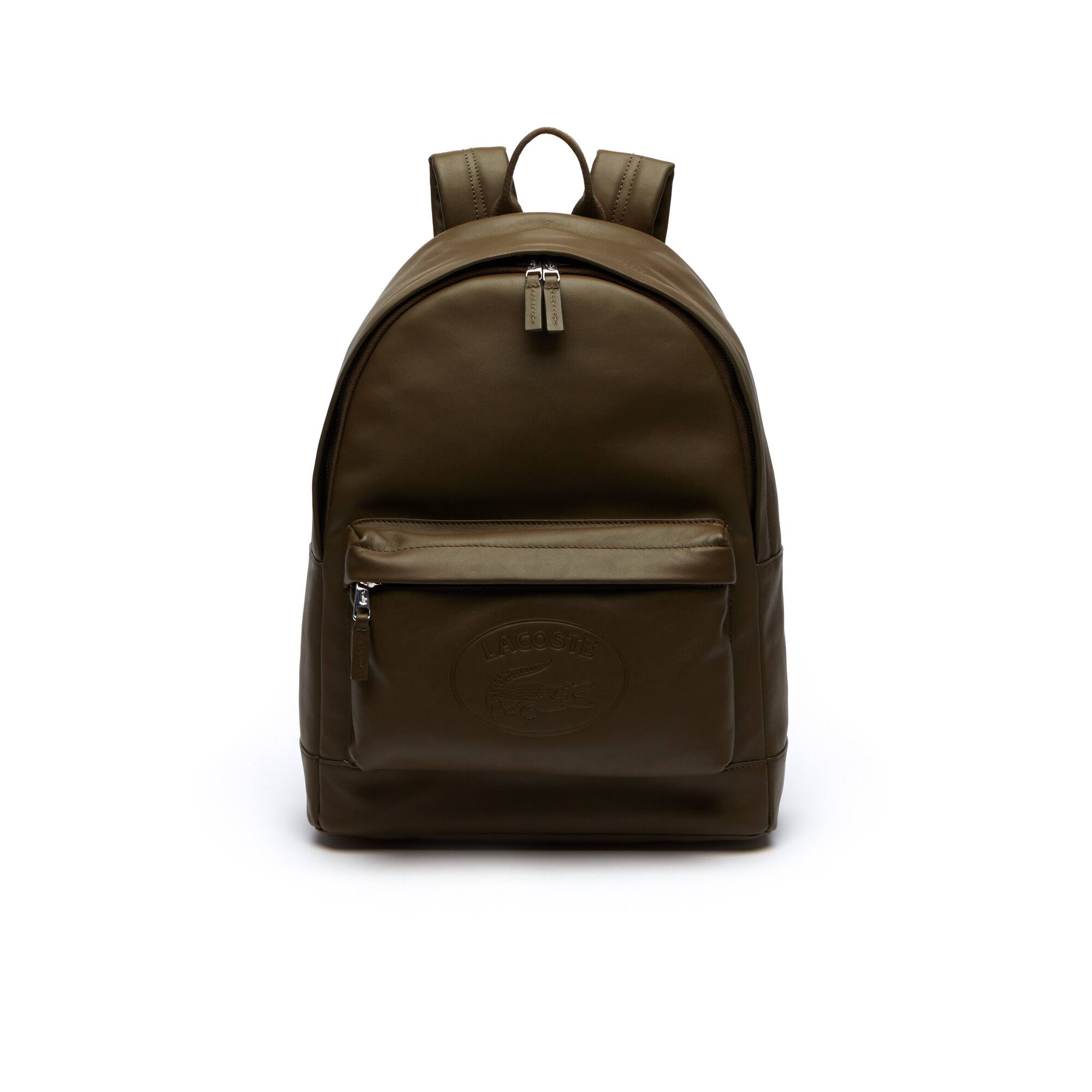 Men's L.12.12 Casual Embossed Lettering Leather Backpack