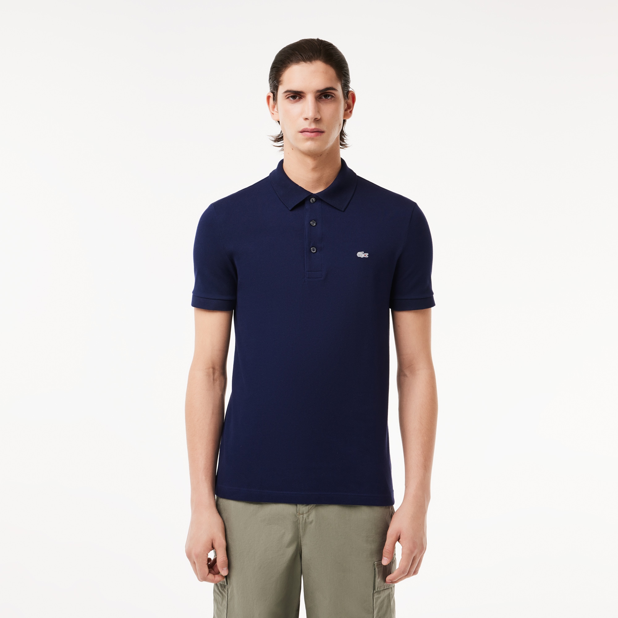 Slim Fit Lacoste-Polo aus dehnbarem Petit Piqué Slim Fit Lacoste-Polo aus dehnbarem Petit Piqué