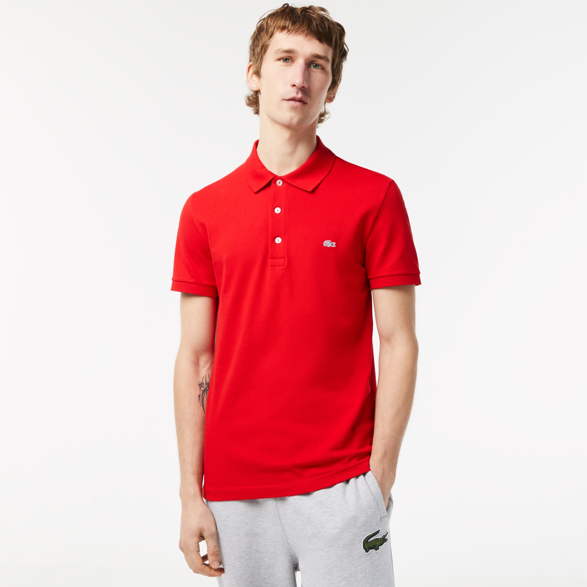 Slim Fit Lacoste-Polo aus dehnbarem Petit Piqué Slim Fit Lacoste-Polo aus dehnbarem Petit Piqué