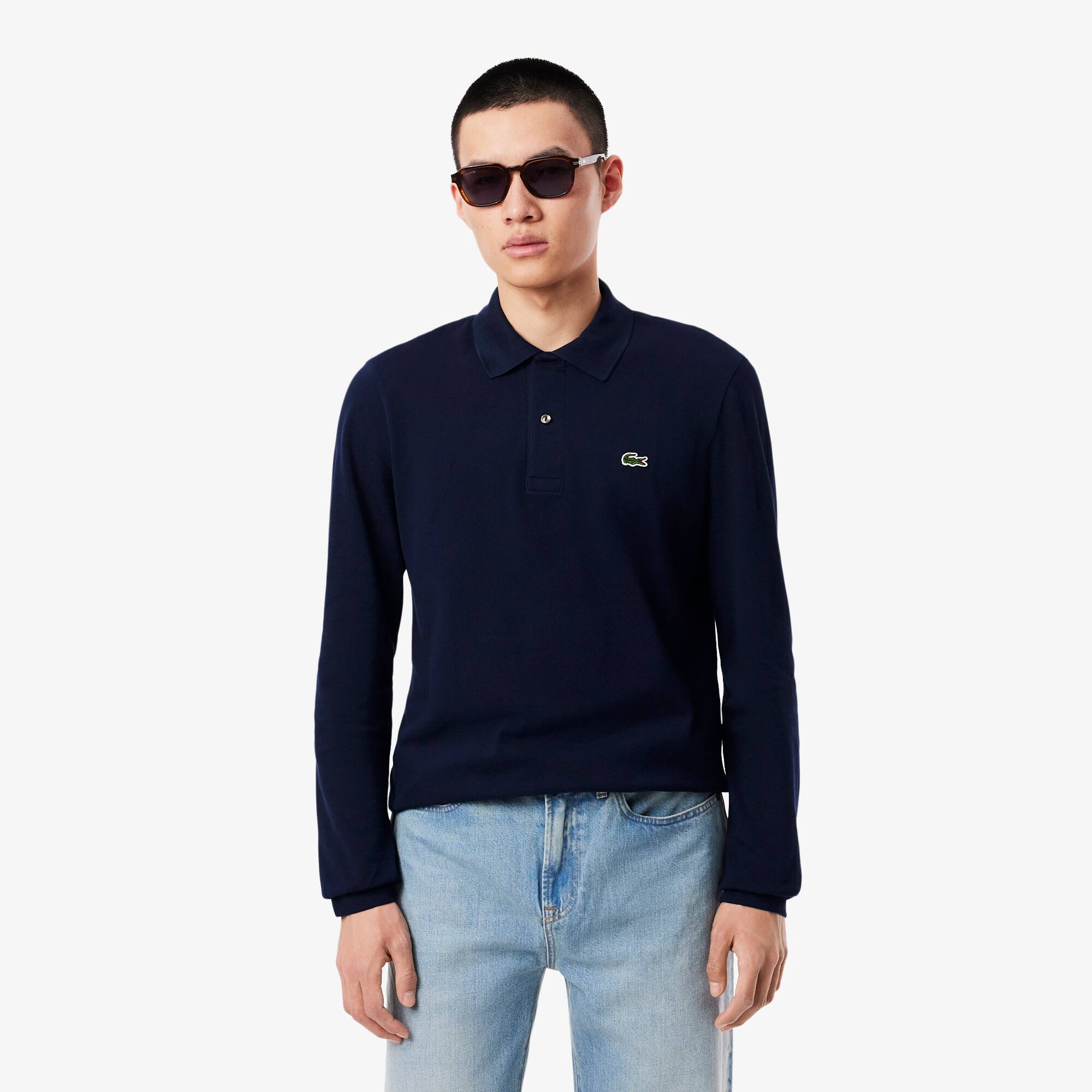 Klassisch geschnittenes Lacoste Langarmpolo aus Petit Piqué Klassisch geschnittenes Lacoste Langarmpolo aus Petit Piqué