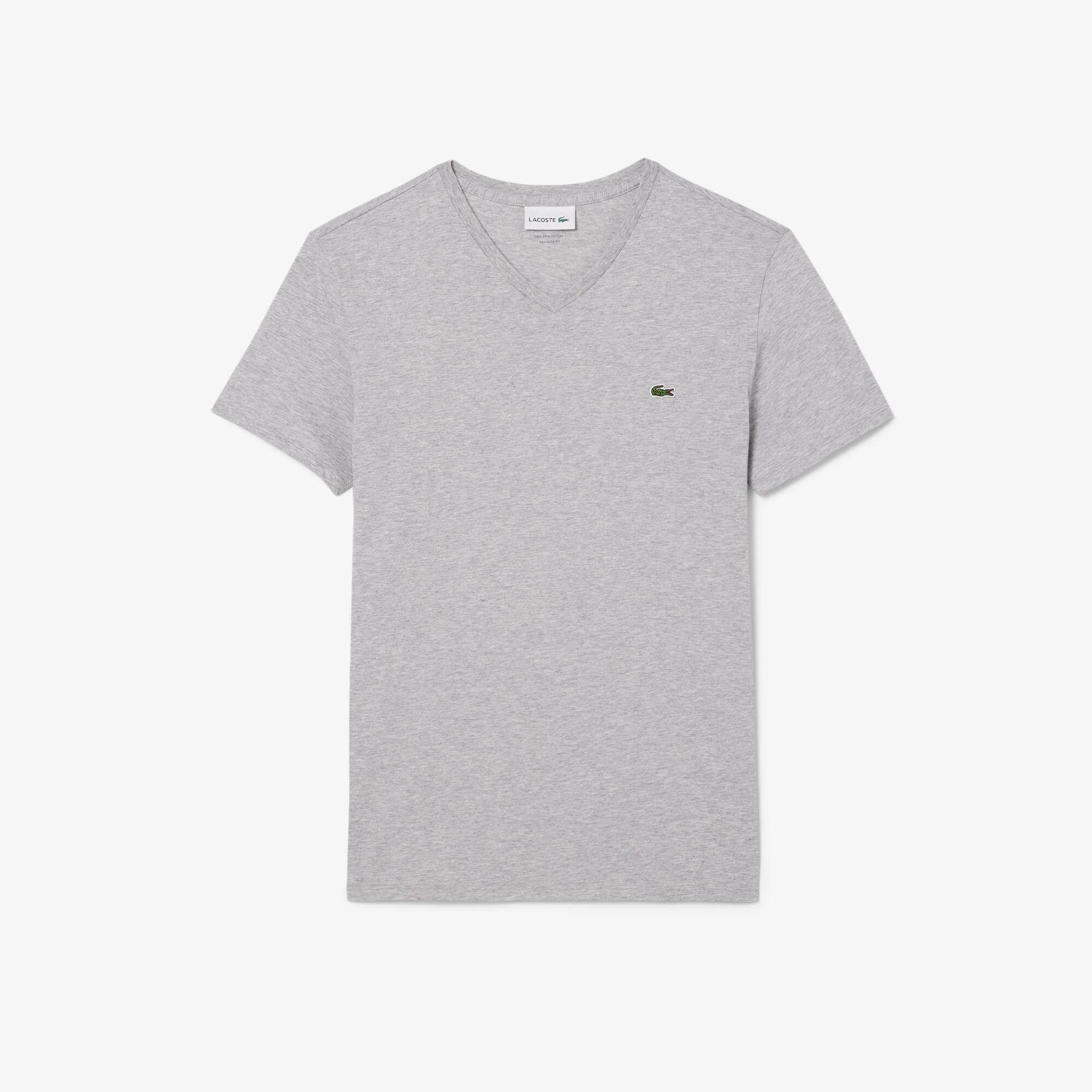 T-shirt col V en jersey de coton pima uni