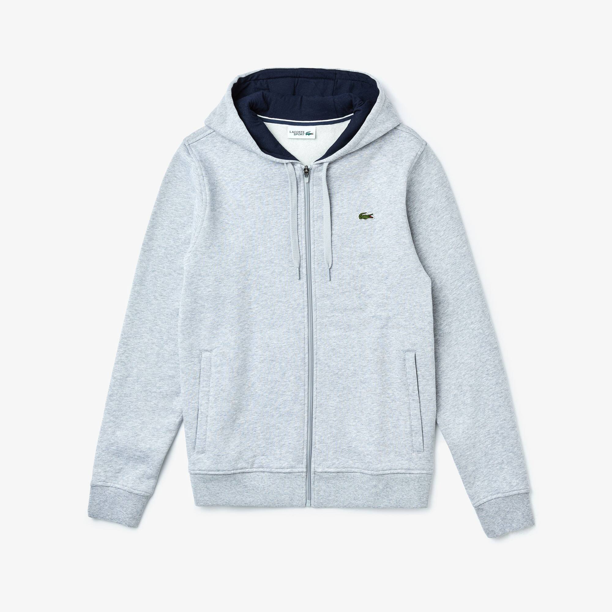 Sweatshirt com fecho de correr e capuz Lacoste SPORT em moletão unicolor