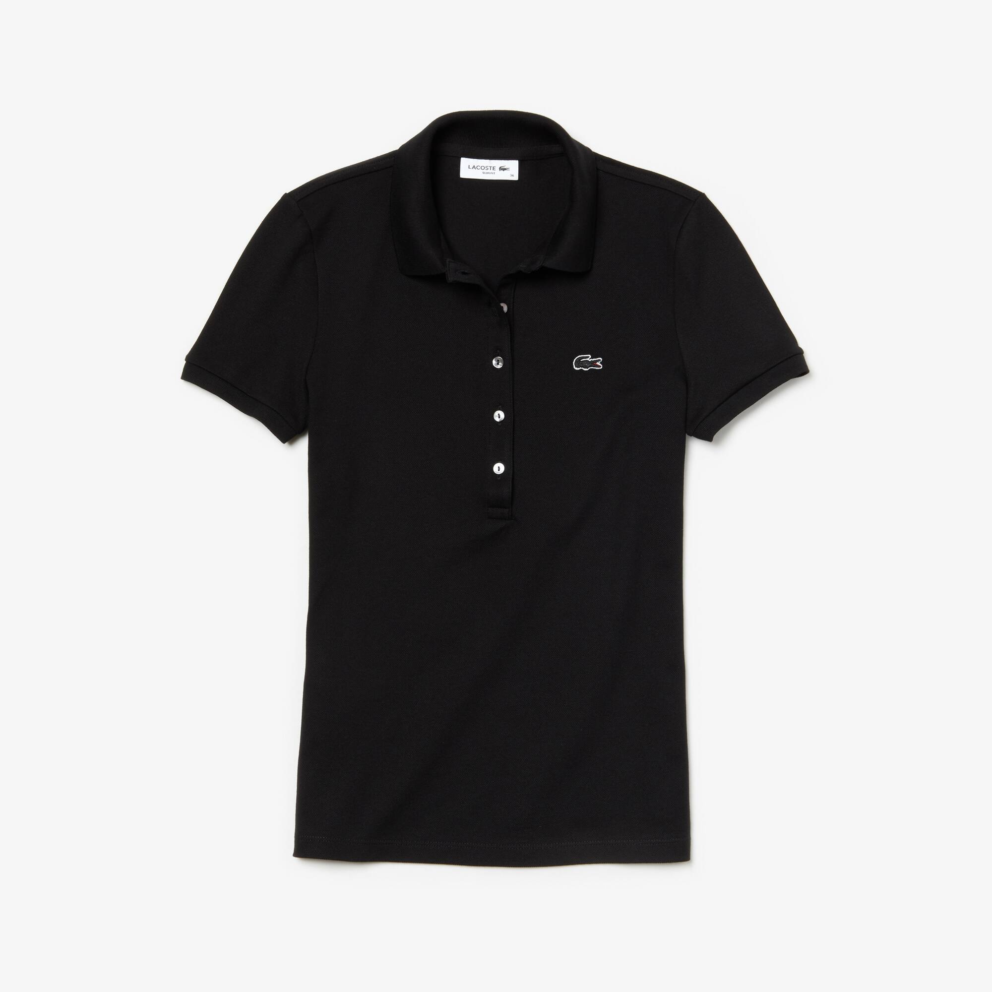 women's black cotton polo shirt