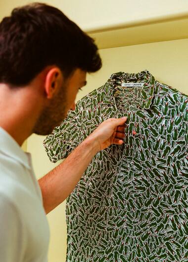 Pierre Gasly at the Lacoste Polo Factory