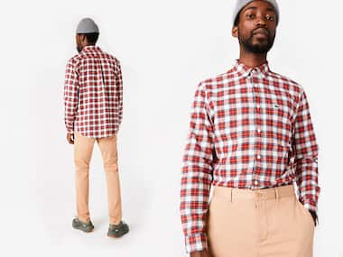 Gestreiftes Unisex-Krokodilhemd aus Baumwolle von Lacoste