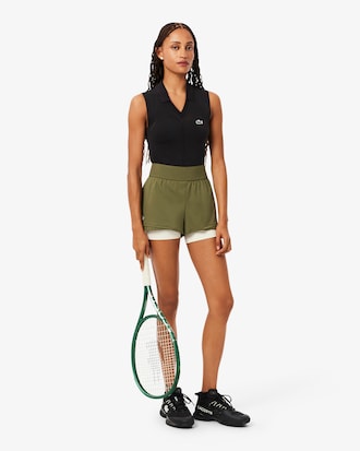 Ärmelloses Tennis-Polohemd aus Stretch-Strick