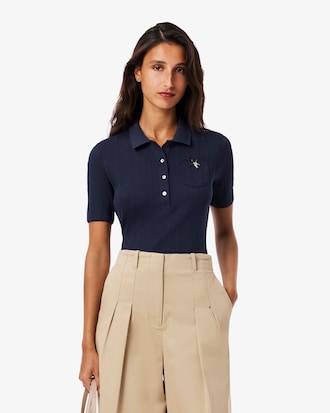 Slim Fit-Polohemd L.12.D aus Pointelle-Spitze