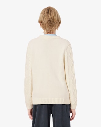 Pullover aus Wolle und Baumwolle mit Rundhalsausschnitt