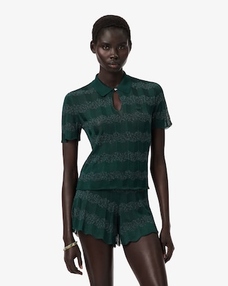 Pullover Runway aus Pointelle-Strick mit Polokragen