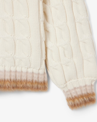 Strickpullover Runway aus Wolle mit Zopfmuster und Polokragen