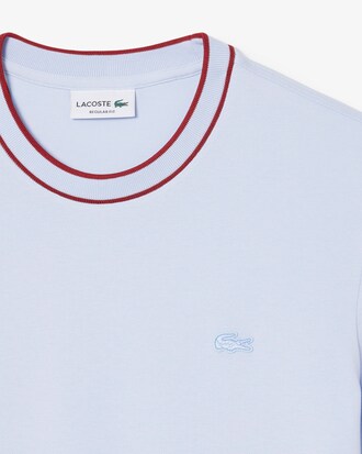 T-Shirt aus Stretch-Piqu&eacute; mit gestreiftem Kragen