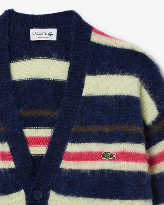 Relaxed Fit-Cardigan aus Alpakawolle mit Streifen