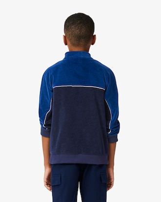 Colorblock-Sweatshirt aus Velours mit Reißverschluss
