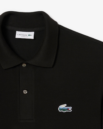Classic Fit-Polohemd aus Piqué mit Krokodil und Landschaft