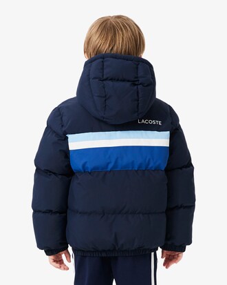 Daunenjacke mit Kapuze und Colorblock-Design