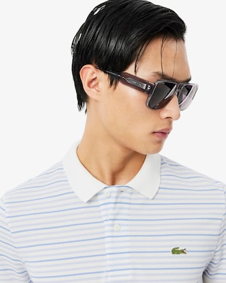 Gestreiftes Classic Fit-Polohemd aus Petit Piqu&eacute;