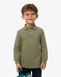 Polohemd aus Petit Piqu&eacute; mit langen &Auml;rmeln