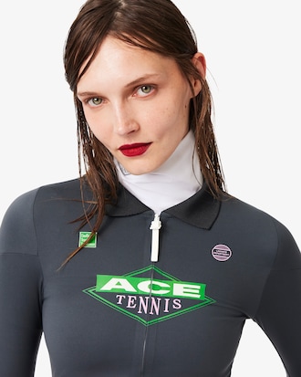 Runway Tight Fit Stretch-Polohemd mit Rei&szlig;verschluss