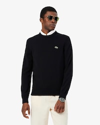 Einfarbiger Pullover aus Baumwolle mit Rundhalsausschnitt