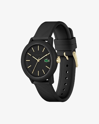 LACOSTE 12.12 Damenuhr mit schwarzem Silikonband