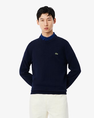 Einfarbiger Pullover aus Baumwolle mit Rundhalsausschnitt