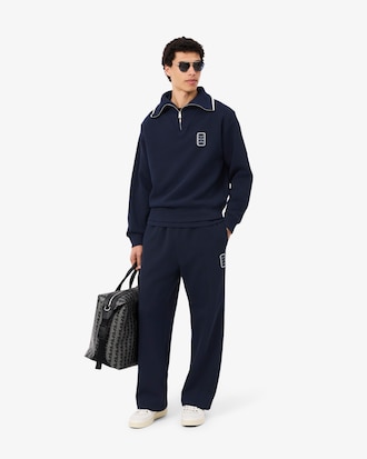 Loose Fit Half-Zip-Sweatshirt mit Brust-Badge