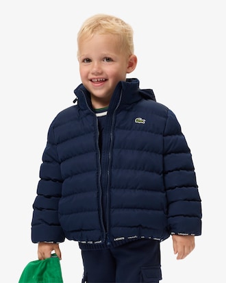 Puffer-Jacke aus Diamant-Taft mit Kapuze