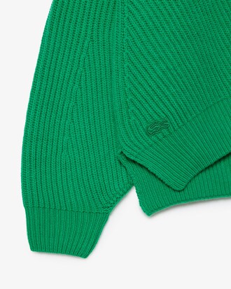 Pullover aus Wolle mit Perlmuster und Reißberschluss