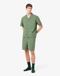 Pyjamashorts aus Popeline mit Monogramm-Print