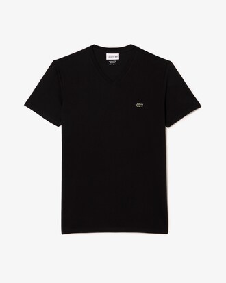 T-Shirt aus leichter Pima-Baumwolle mit V-Ausschnitt