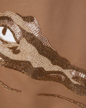 T-Shirt Runway mit perlenbesetztem Krokodil