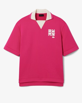 Übergroßes Polohemd Runway aus Satin mit Badge-Akzent