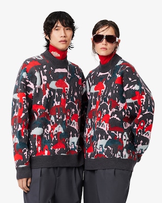 Runway Jacquard-Pullover aus Wollmischgewebe