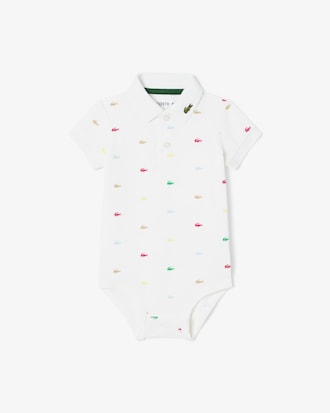 Baby-Body aus Piqué mit Kroko-Print