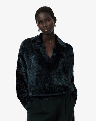 Pullover Runway aus Samt mit Polokragen