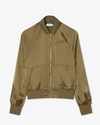 Oversized Bomberjacke aus Satin mit gestickter Unterschrift