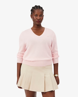 Nahtloser Pullover mit V-Ausschnitt