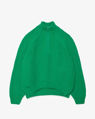 Pullover aus Wolle mit Perlmuster und Reißberschluss