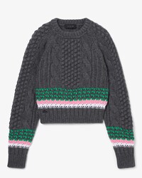 Runway gestreifter Wollpullover mit Struktur
