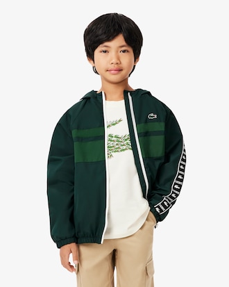 Sportliche Puffer-Jacke mit Kapuze und Logostreifen